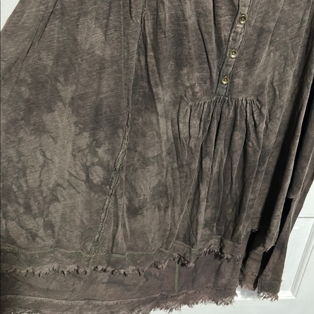 Free People Brown Cap Sleeve Pleated Blouse - Picture 4 of 8